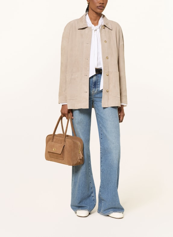 STUDIO AR Kurtka skórzana NYNKE KREMOWY