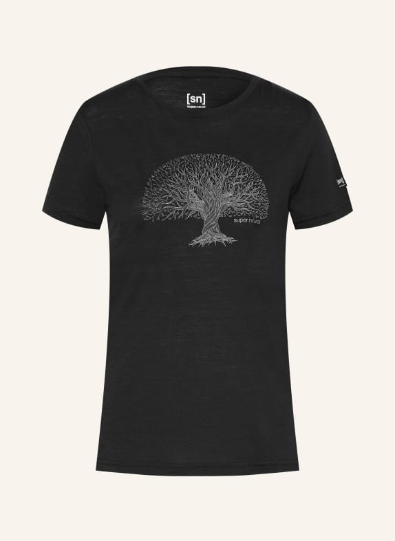 super.natural T-shirt TREE OF KNOWLEDGE with merino wool BLACK