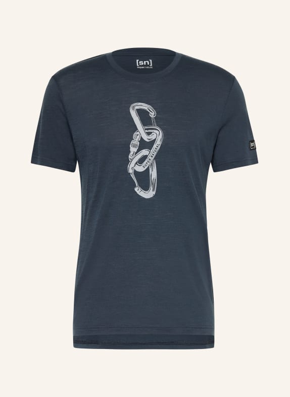 super.natural T-Shirt CARABINERI mit Merinowolle BLAU / HELLGRAU