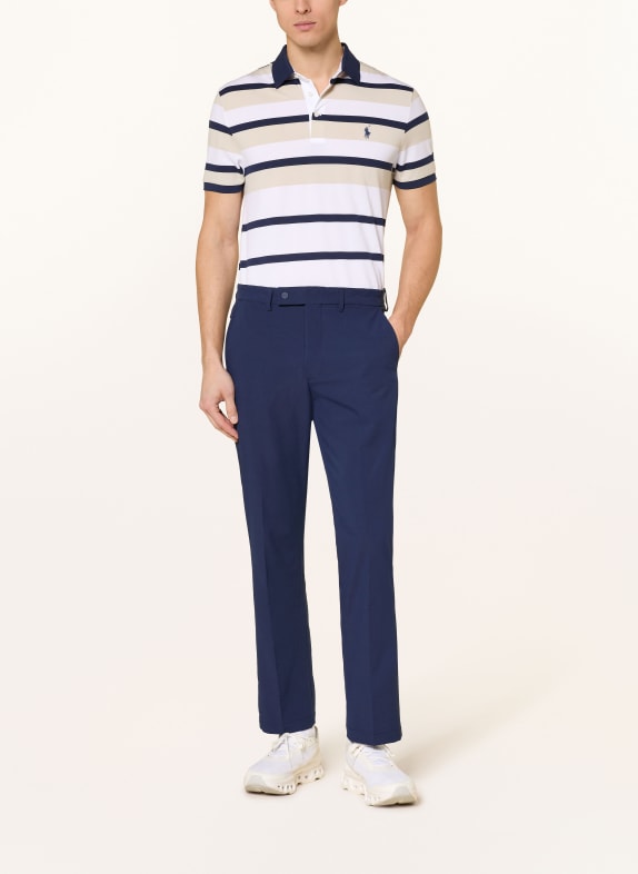 RLX RALPH LAUREN Piqué-Poloshirt WEISS / BEIGE / DUNKELBLAU