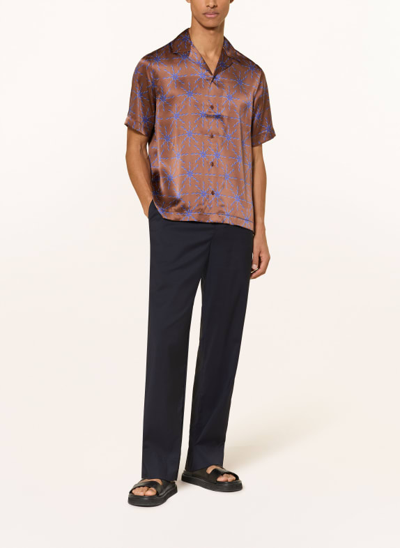 FRESCOBOL CARIOCA ROBERTO-resorthemd, regular fit, van zijde BRUIN / BLAUW