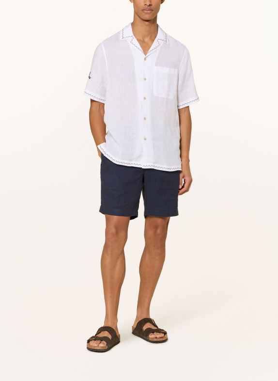 FRESCOBOL CARIOCA Resorthemd ALVES Comfort Fit van linnen WIT / BRUIN