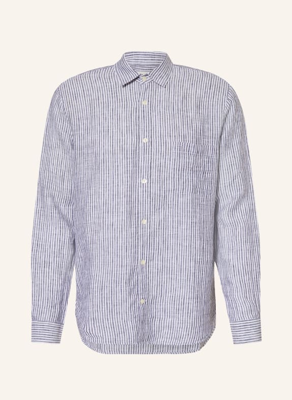 FRESCOBOL CARIOCA TELLES Comfort Fit Linen Shirt DARK BLUE / WHITE