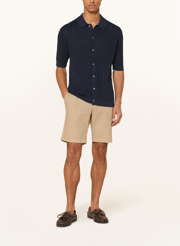 MOS MOSH Gallery Gebreid overhemd MMGDARIO Slim Fit DONKERBLAUW