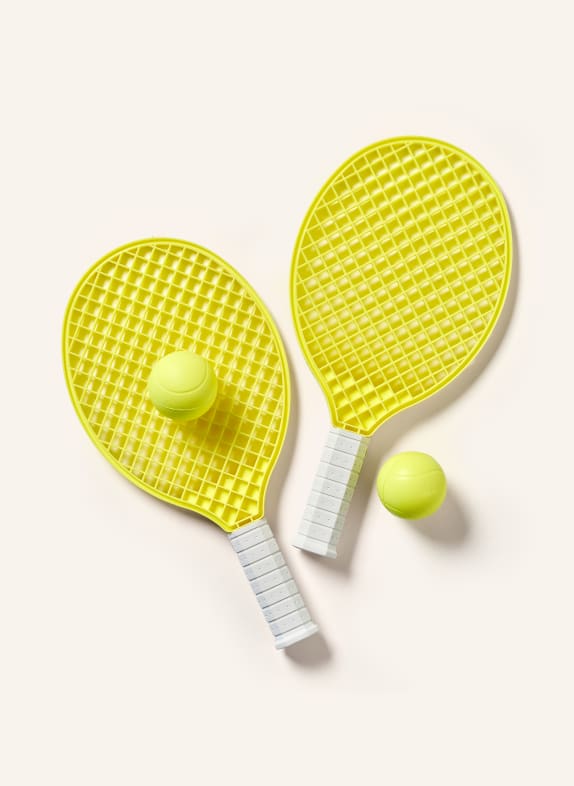 SUNNYLIFE Strandtennis-Set LA MER NEONGELB / HELLGRAU