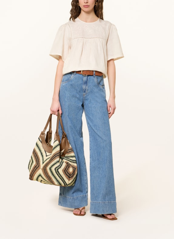 GIANNI CHIARINI Tote bag with pouch BROWN / LIGHT BROWN / LIGHT GREEN