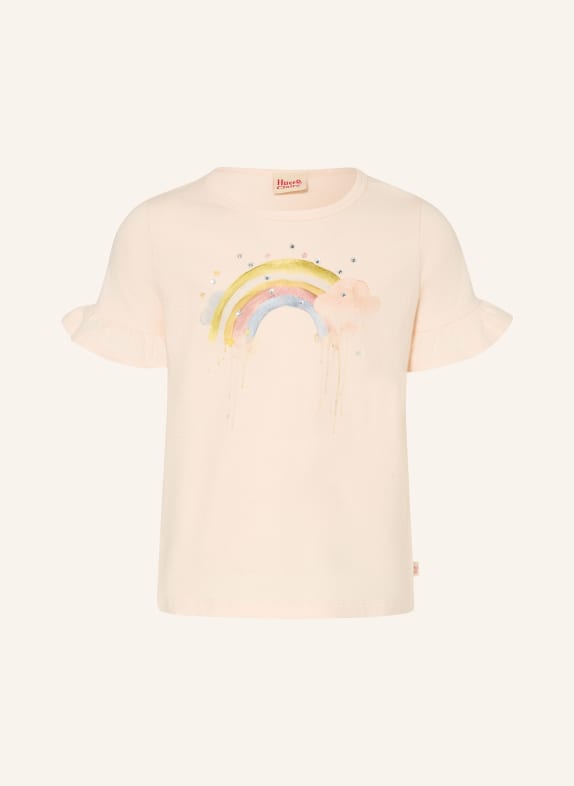 HUST and CLAIRE HCALMA T-shirt with gemstones LIGHT ORANGE / BLUE GRAY / YELLOW