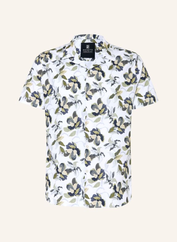 DESOTO LIDO slim fit resorthemd van jersey WIT / OLIJF / DONKERBLAUW