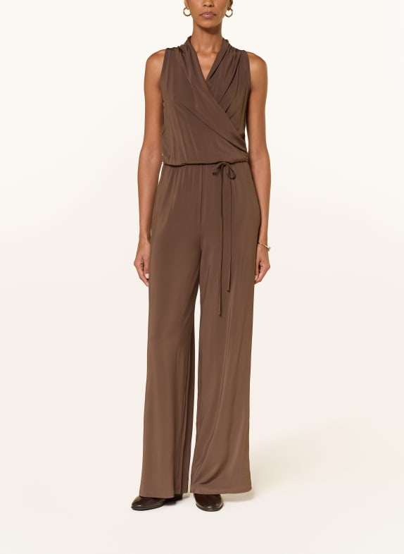 WEEKEND Max Mara Jersey-Jumpsuit TROPICO in Wickeloptik DUNKELBRAUN