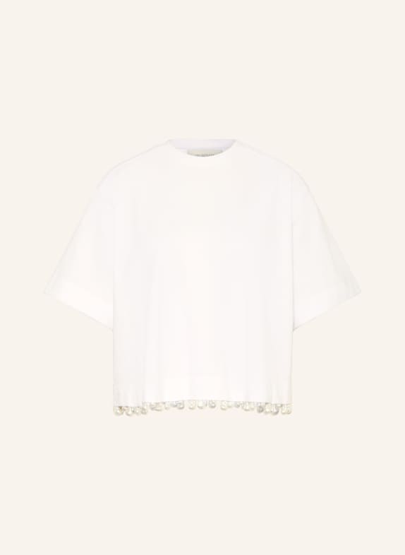 SPORTMAX T-Shirt mit Schmuckperlen WEISS