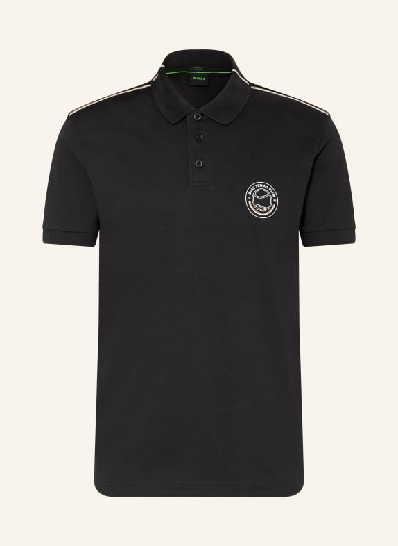 BOSS Polo tričko Piqué ČERNÁ / KOŇAKOVÁ / BÍLÁ