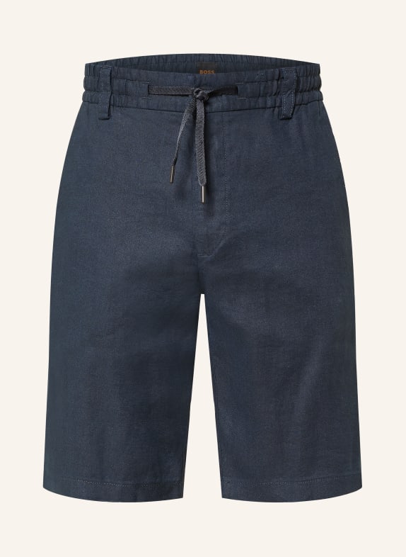 BOSS CHINO Tapered Fit Chinos with Linen DARK BLUE