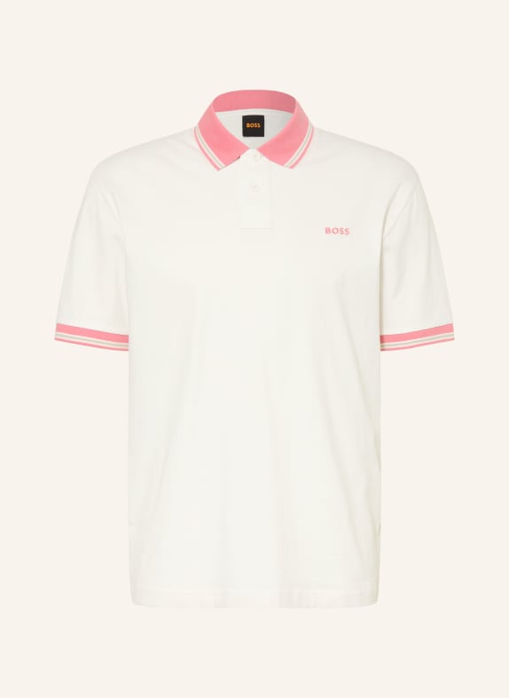 BOSS BLOCKS Relaxed Fit Jersey Polo Shirt WHITE / LIGHT RED