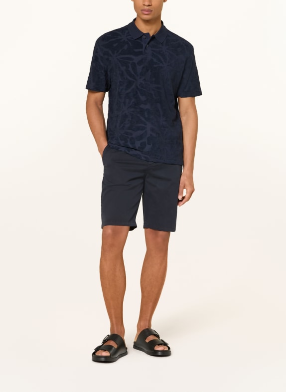 BOSS Tricou polo din bumbac flanelat FLOWER ALBASTRU ÎNCHIS