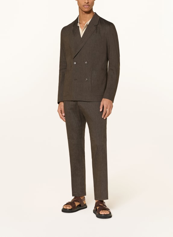 DRYKORN DOMARO-colbert in slim fit met linnen 1104 braun