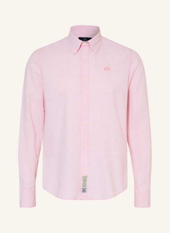 LA MARTINA Chemise coupe classique en lin ROSE CLAIR
