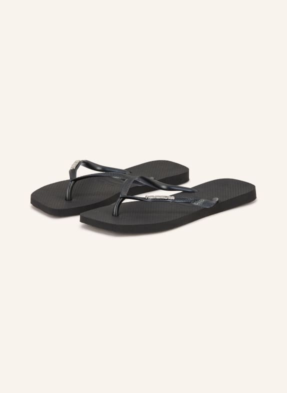 havaianas Klapki SLIM SQUARE LOGO METALLIC CZARNY / SREBRNY
