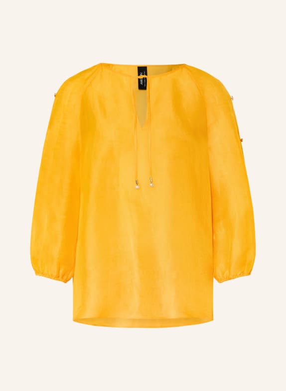 MARC CAIN Tričko s límečkem z lnu a hedvábí 441 gold fusion