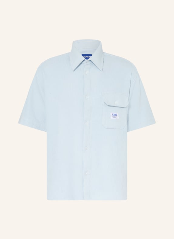 HUGO Strickhemd EBAFFINO Comfort Fit HELLBLAU