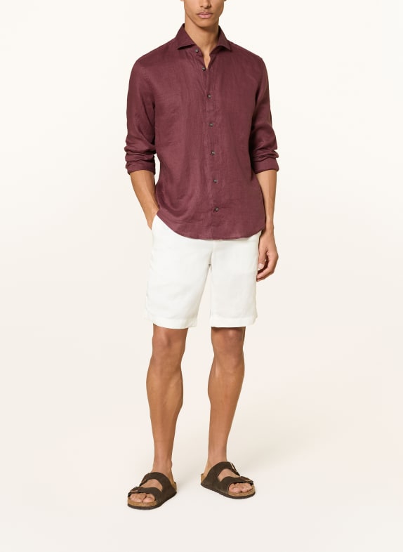 STRELLSON Koszula lniana CEASAR o kroju slim fit CIEMNOCZERWONY
