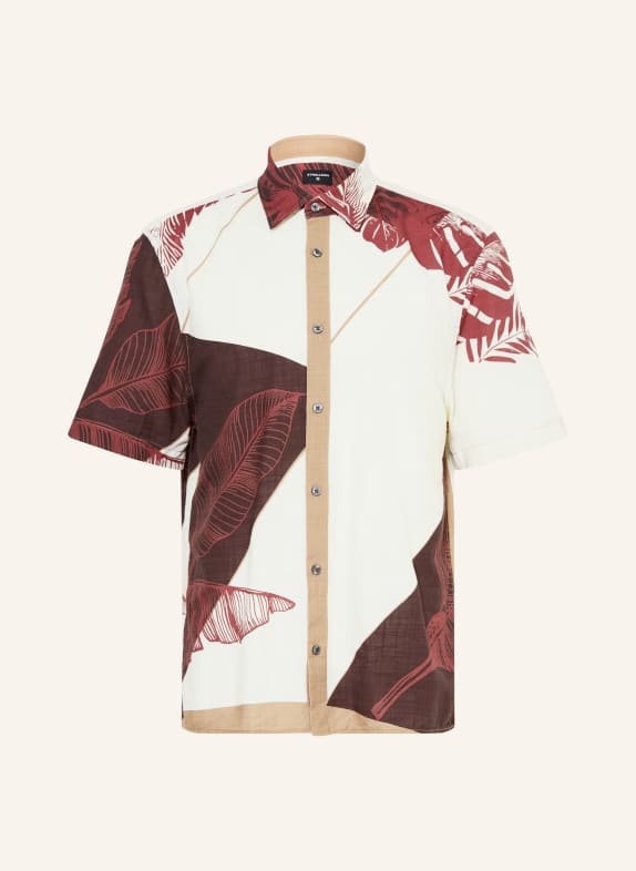 STRELLSON CASYN Comfort Fit Short-Sleeve Shirt CREAM / DARK BROWN / DARK RED