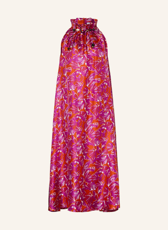 Max Mara Seidenkleid CARTONE mit Schmucksteinen ORANGE / PINK