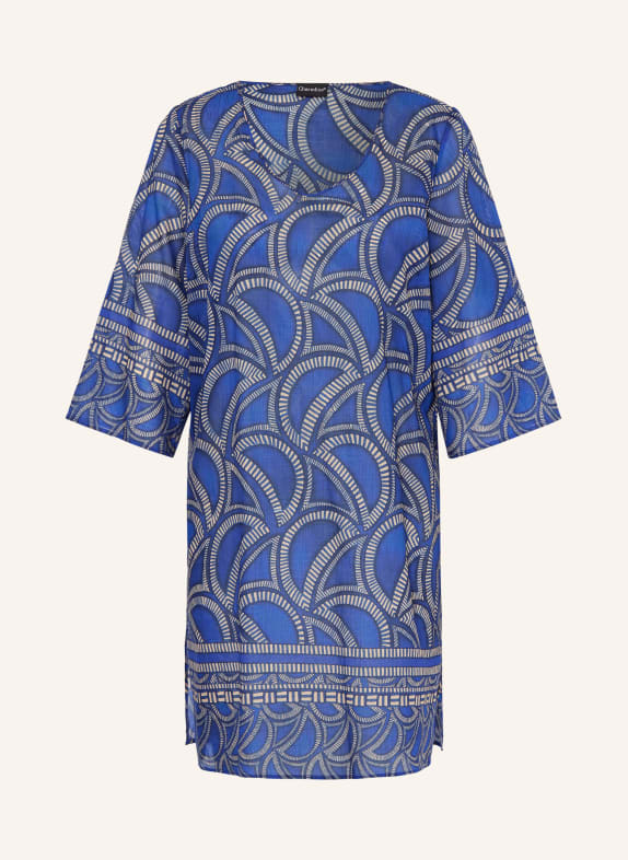 Charmline Sukienka plażowa TRIBAL FLOW z rękawami 3/4 NIEBIESKI / BIAŁY