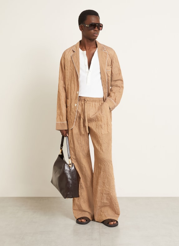 DOLCE & GABBANA Veste coupe classique en lin MARRON / CRÈME