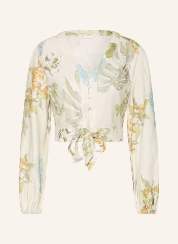 GUESS Cropped-Bluse SHIRLEY mit Leinen CREME / GRÜN