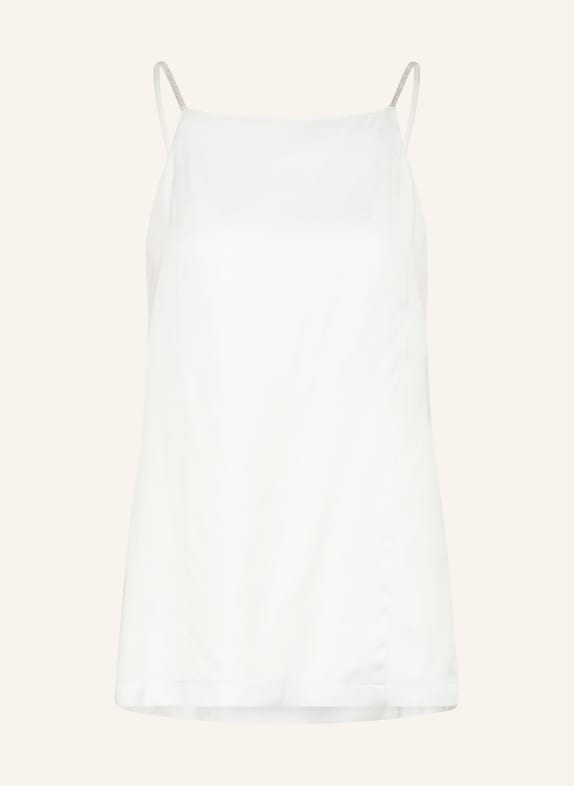 PESERICO Satintop mit Schmucksteinen HELLGRAU / SILBER