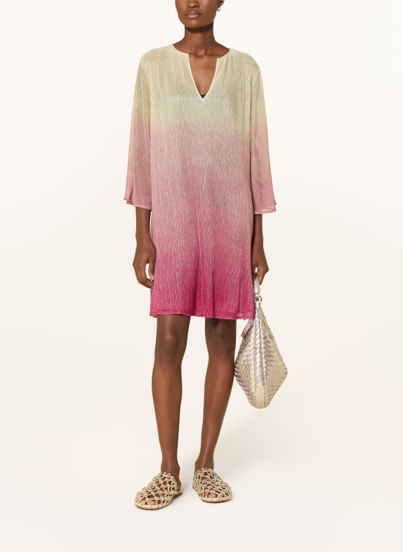 MARYAN MEHLHORN Strandjurk met 3/4-mouwen en glittergaren GOUD / VIEUX ROSE / ROZE