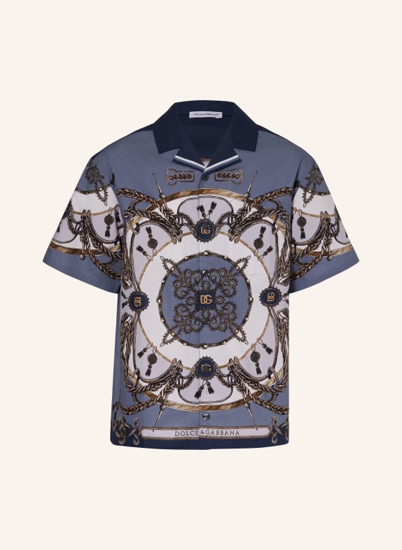 DOLCE & GABBANA Resorthemd BLAUGRAU / TAUPE / DUNKELBLAU