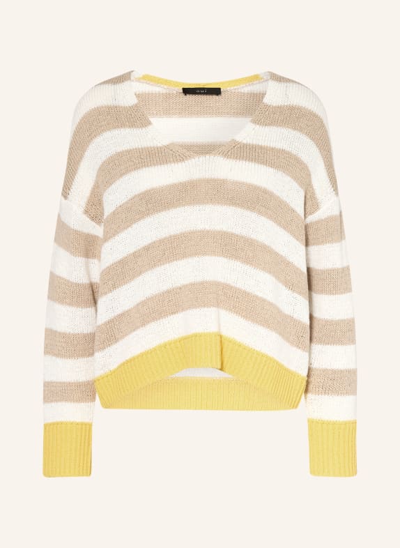 oui Pullover WEISS / BEIGE / GELB