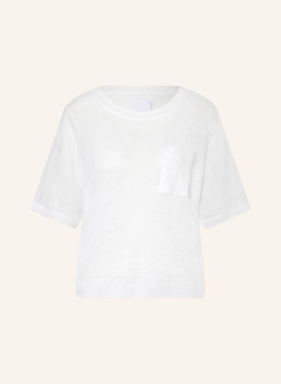 oui Strickshirt aus Leinen im Materialmix WEISS