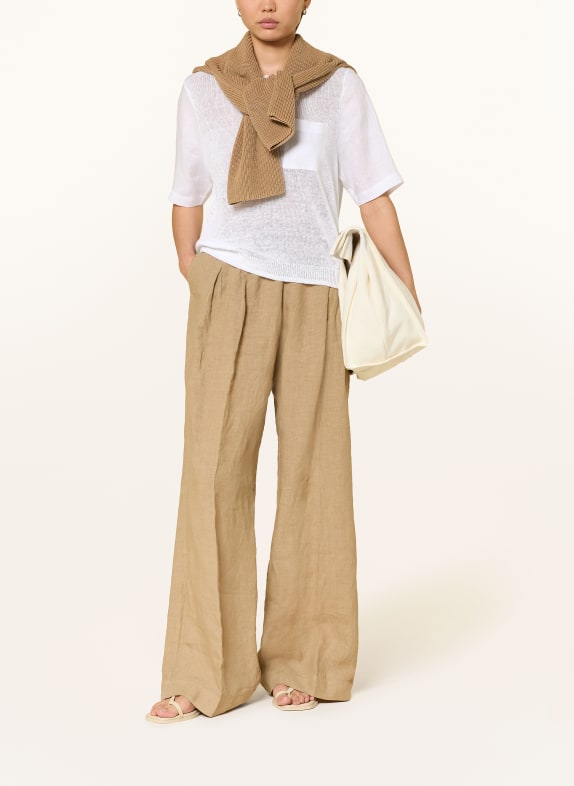 oui Strickshirt aus Leinen im Materialmix WEISS