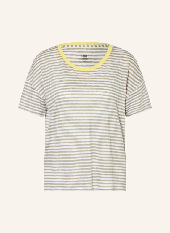 oui T-Shirt aus Leinen CREME / OLIV