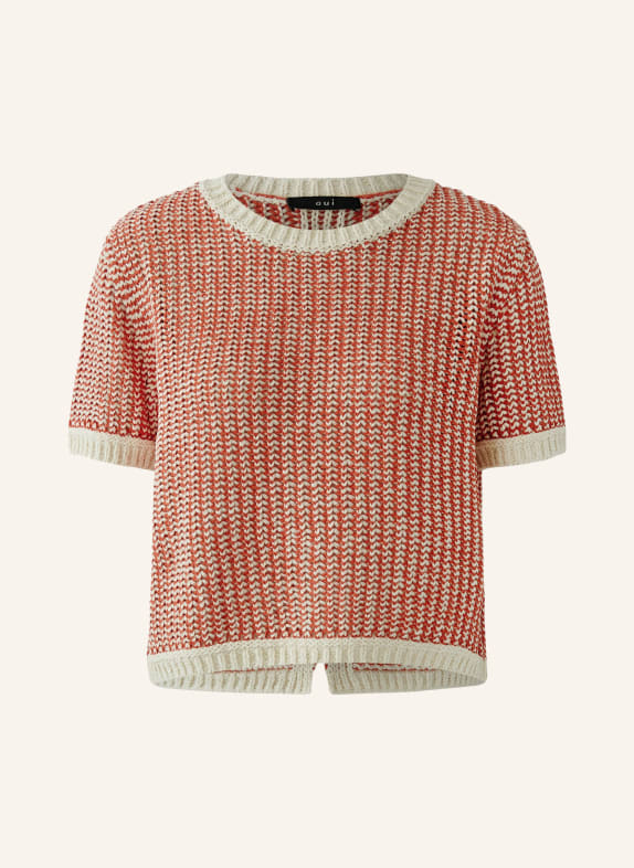 oui Strickshirt DUNKELORANGE / CREME