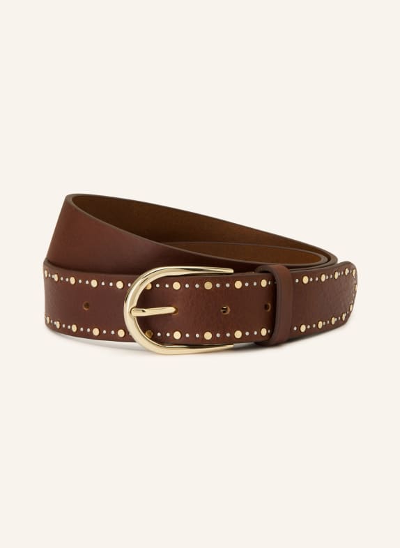 GIANNI CHIARINI Ceinture en cuir cloutée MARRON FONCÉ / OR