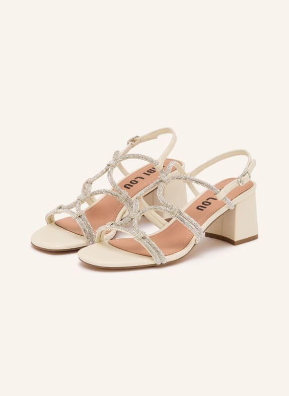 BIBI LOU Sandales QUAIL ornées de pierres décoratives ÉCRU / ARGENT