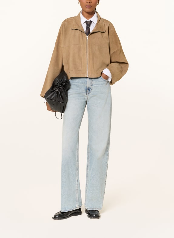 DRYKORN Læderjakke ELSTOW BEIGE