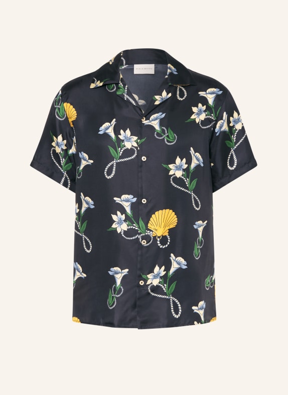 DRÔLE DE MONSIEUR Silk resort shirt DARK BLUE / YELLOW / GREEN