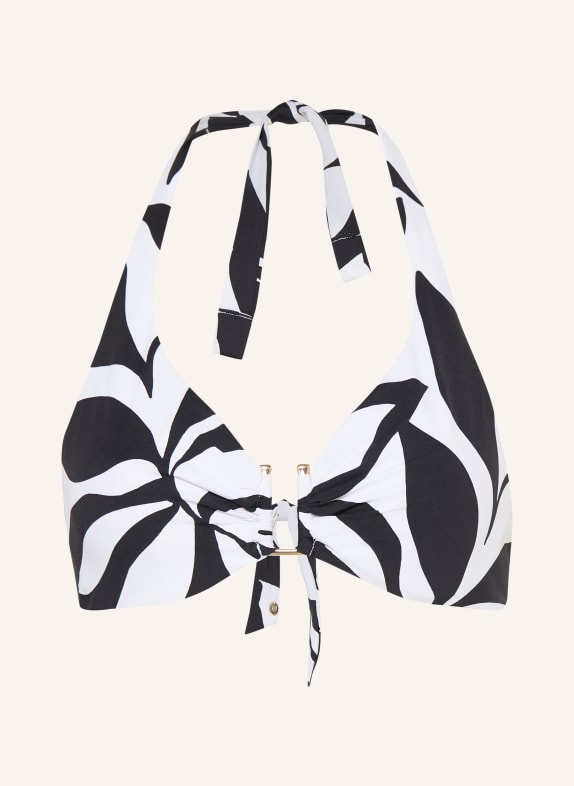 Max Mara BEACHWEAR Top bikini z wiązaniem na szyi BCHAVENA CZARNY / BIAŁY