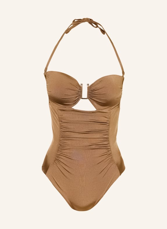 Max Mara BEACHWEAR Bandeau plavky BCHCURVA s výřezem VELBLOUDÍ