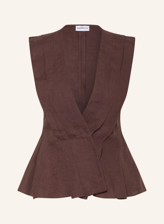 MARELLA Leinenweste DUNKELBRAUN