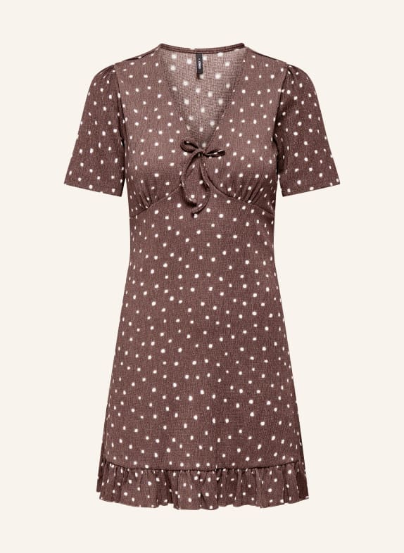 ONLY Kleid mit Rüschen DUNKELBRAUN / WEISS