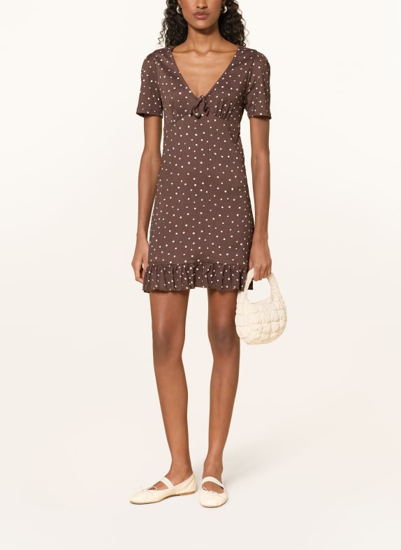 ONLY Kleid mit Rüschen DUNKELBRAUN / WEISS