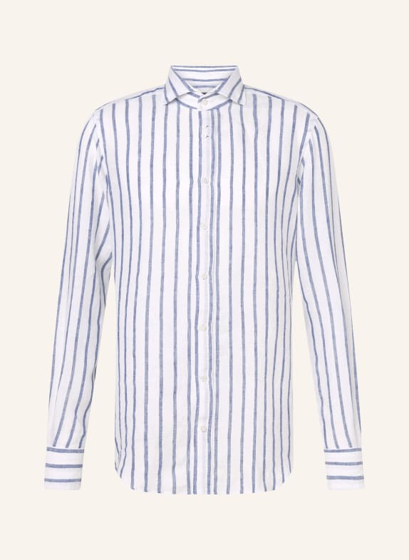 windsor. Linnen overhemd LANO Slim Fit WIT / DONKERBLAUW