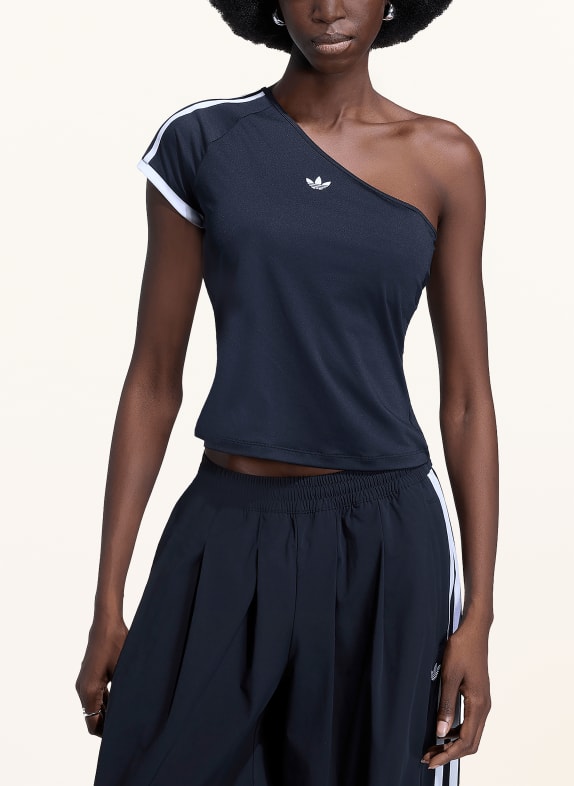 adidas Originals One-shoulder-shirt met galonstrepen ZWART / WIT