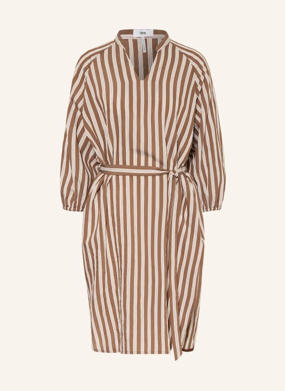 CINQUE Šaty CIDALMINO s 3/4 rukávy HNĚDÁ / KRÉMOVÁ