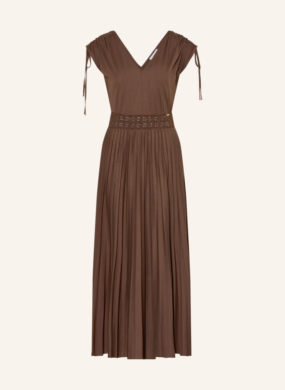 CINQUE Jerseykleid CIFIONI mit Plissees und Spitze DUNKELBRAUN